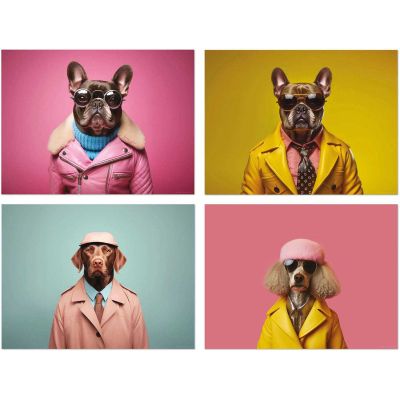 Set de table en vinyle 40 x 30 cm Funny dog (Lot de 4 sets de table assortis)
