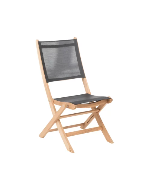 Un plus pour vos extérieurs:Chaise en aluminium noir et teck Flore - 43 x 54 x 84 cm