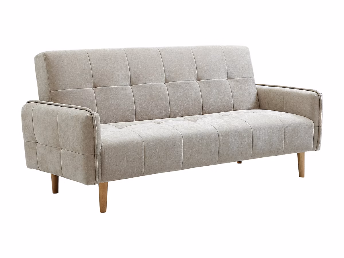 Canapé 3 places convertible clic – clac en tissu beige SONIATA