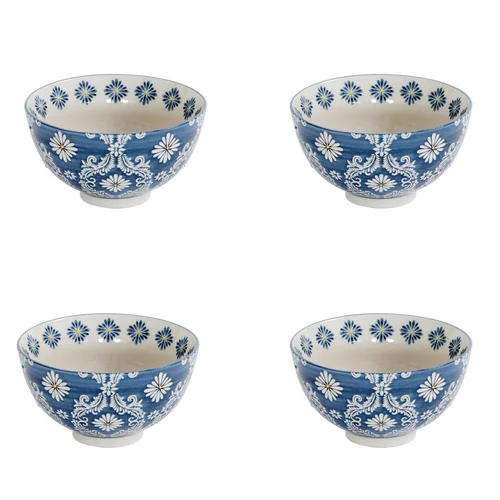 Pour votre confort au jardin:Coupelles en grès bleu peintes à la main Coffret Almada - 4 x Ø 11 cm