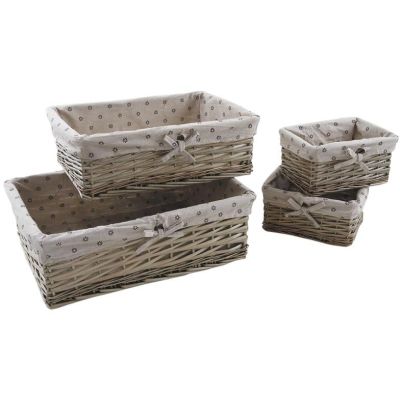 Corbeille rangement avec doublure tissu (Lot de 4)