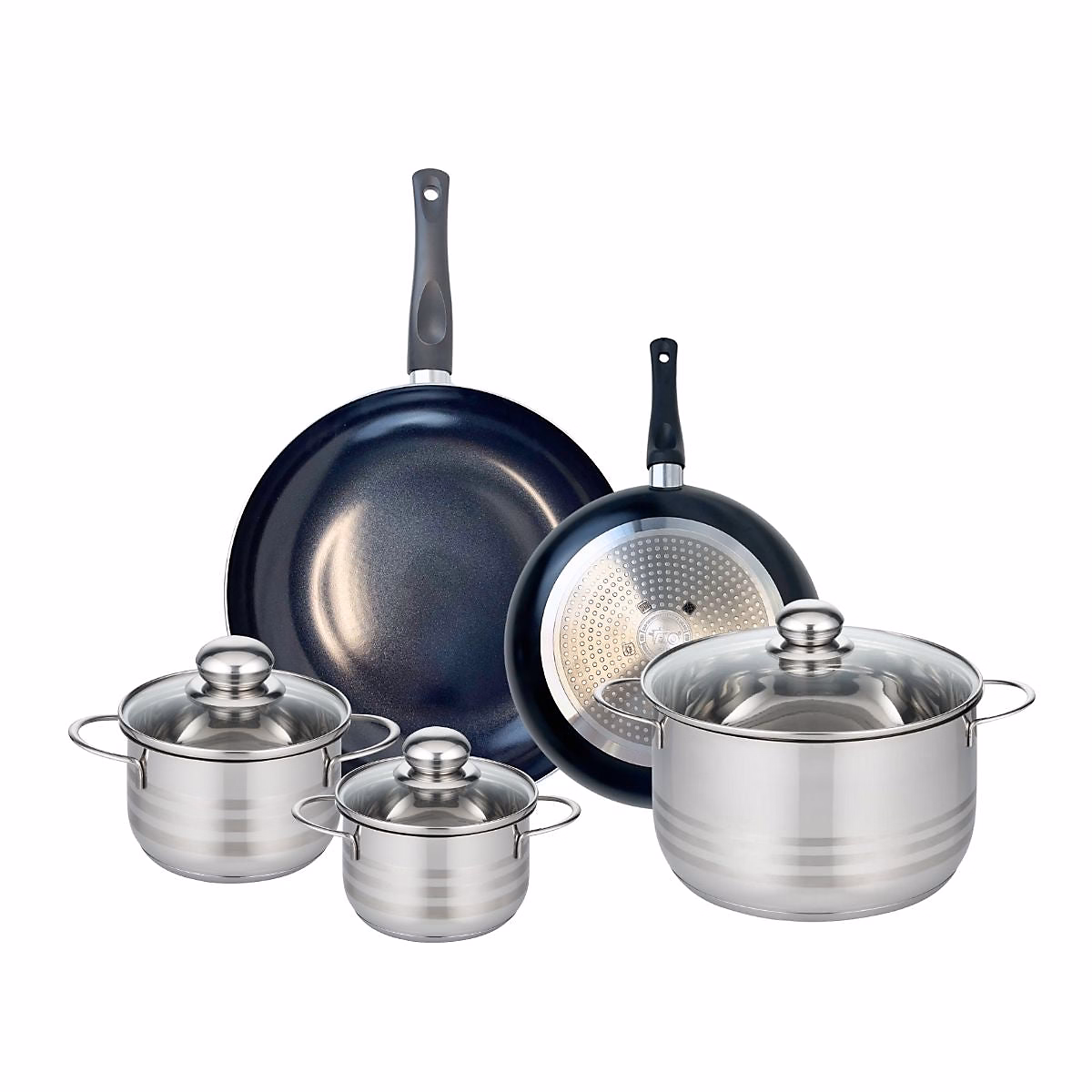 Ensemble de 2 Poêles de cuisson 24 et 32 cm et 3 faitouts 14 – 16 et 24 cm Elo Prima Brillant