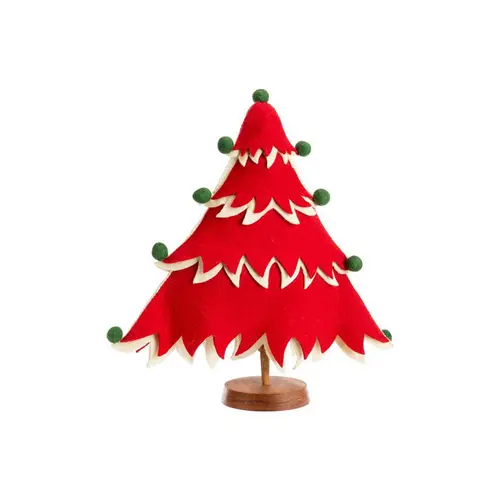 Maison & jardin:Sapin large à poser en feutrine rouge - 21 x 2,5 x 20 cm