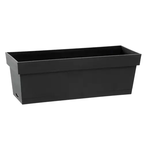 Extérieur tendance：Jardinière toscane Poetic botanic® avec plateau clipsé en plastique recyclé 10 L - 50 x 18 x 16,7 cm