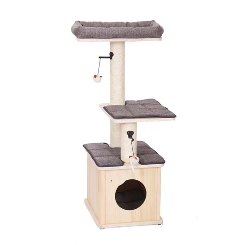 Accessoire jardin:Arbre à chat avec panier et griffoircoloris bois Oslo - 109 cm