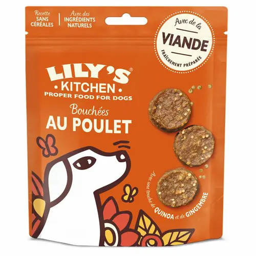Bien pour le jardin：Bouchées au poulet friandise pour chien Lily’s Kitchen - 70 g