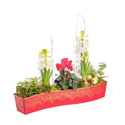 Un plus pour votre jardin:Chemin de table grand modèle en zinc rouge