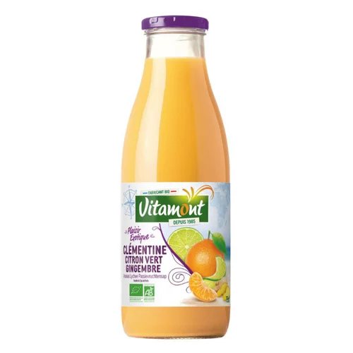 Pour valoriser votre jardin：Cocktail de jus de clémentine, citron vert gingembre en bouteille Vitamont - 75 cl