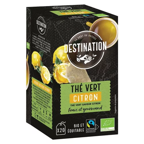 Tendance jardin:Thé vert citron équitable 20 sachets bio Destination - 35 g