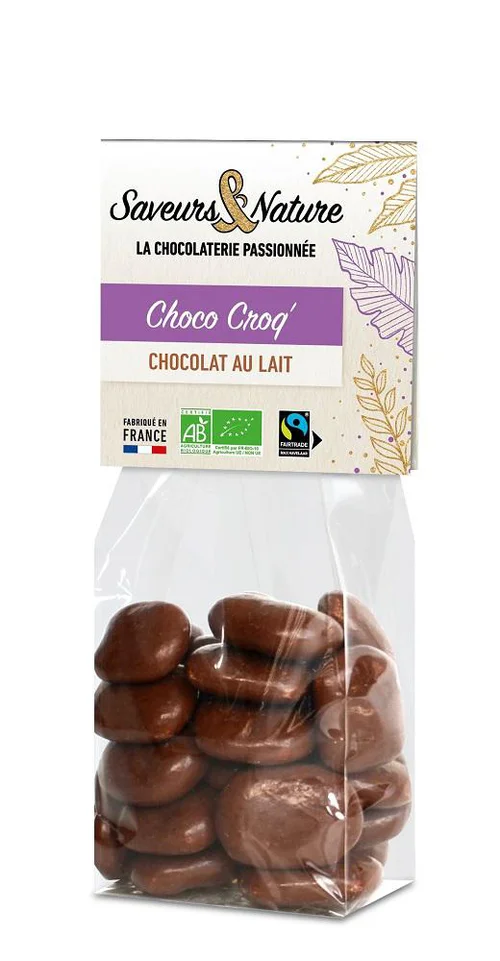 Adapté à l’extérieur：Sachet de chocolats soufflés enrobés de chocolat au lait bio Saveur et Nature - 150 g