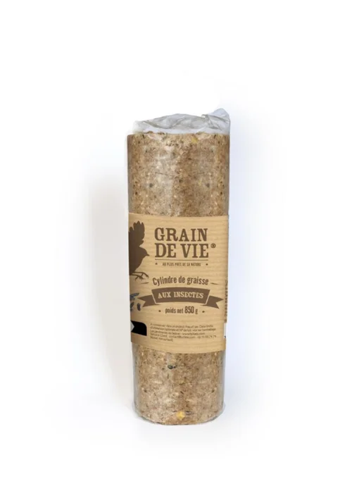 Jardin et confort:Cylindre de graisse pour oiseaux du ciel aux insectes Grain de Vie - 850 g