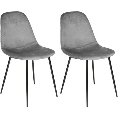 Chaise en velours côtelé Giulia (Lot de 2) (Gris)