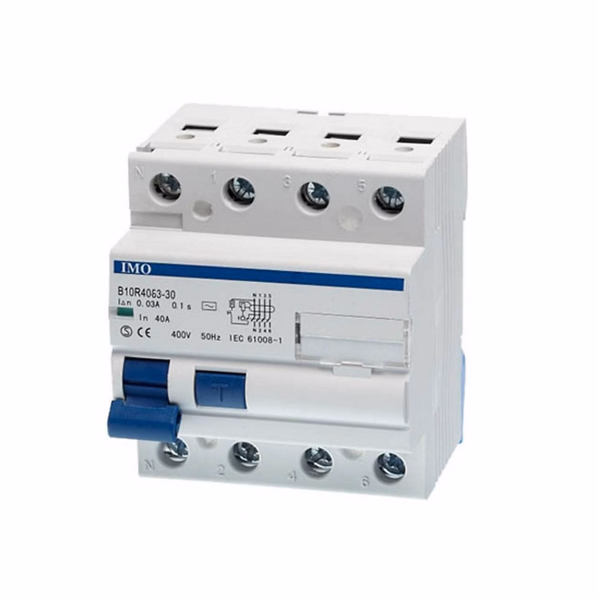 B10r406330a Interrupteur Différentiel Triphasé + Neutre 30ma 63a – Type A, 10ka, Entrée Haute / Sortie Basse, Imo