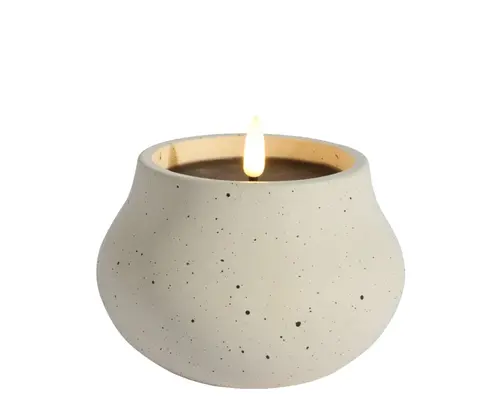 Pour aménager vos extérieurs：Bougie à LED dans pot rond coloris crème Kaemingk - Ø 12 x H 8 cm