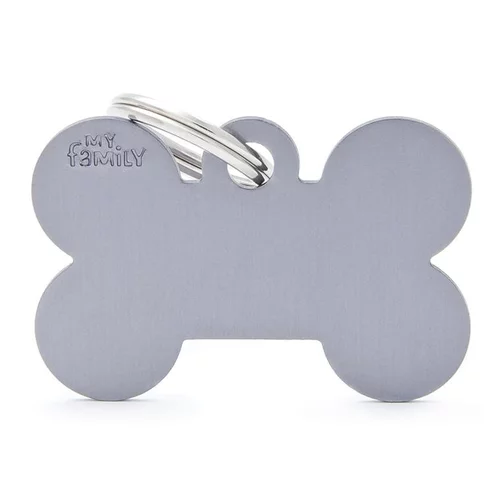 Jardin pratique：Médaille basic grand os pour chien en aluminium gris