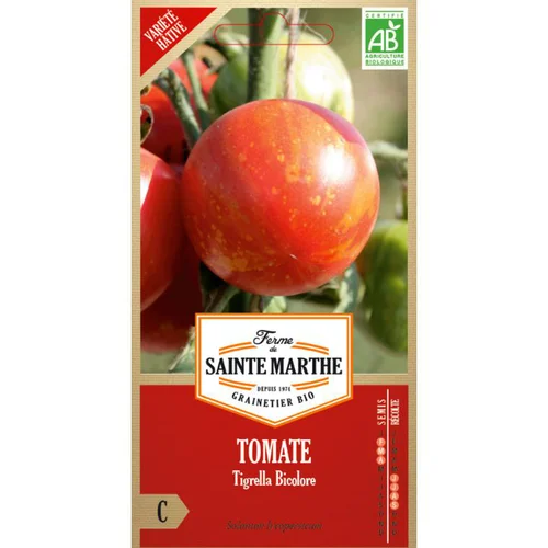 Pour faciliter le quotidien au jardin：Graines de Tomate Tigrella bicolore bio Ferme de Sainte Marthe - graines à semer
