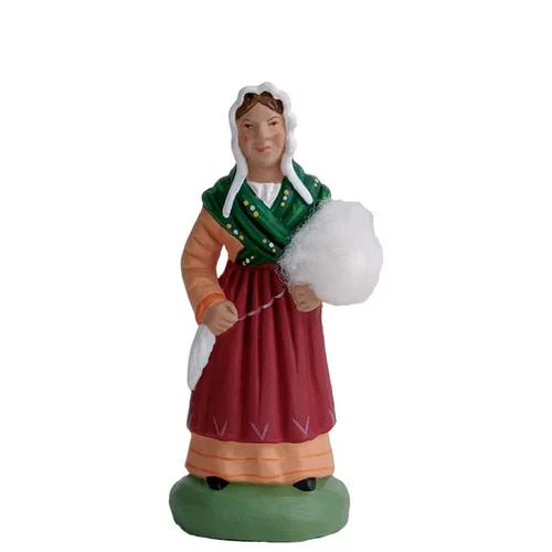 Jardin pour tous:Santon pour crèche fileuse rouge - 7 cm