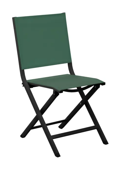 Simple pour le jardin：Chaise pliante en aluminium et toile textylène couleur verte Max - 90 cm