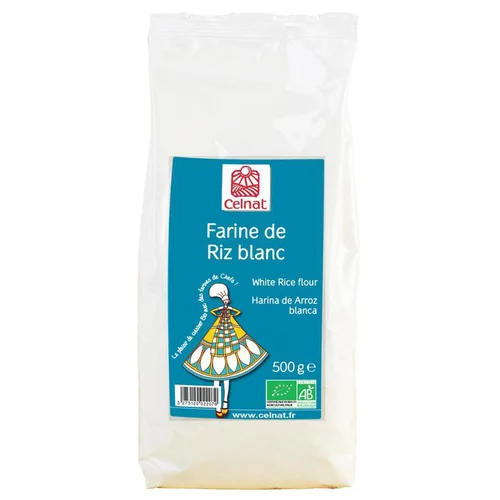 Extérieur utile：Farine de riz blanc bio en sachet de 500 g