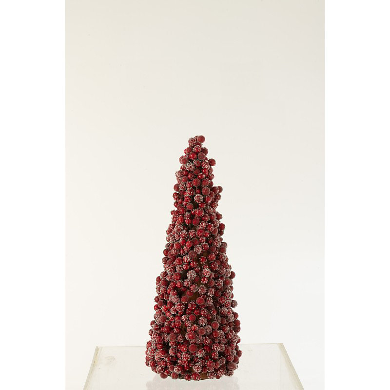 Cône de Noël de baies en résine rouge 16 × 16 × 41 cm