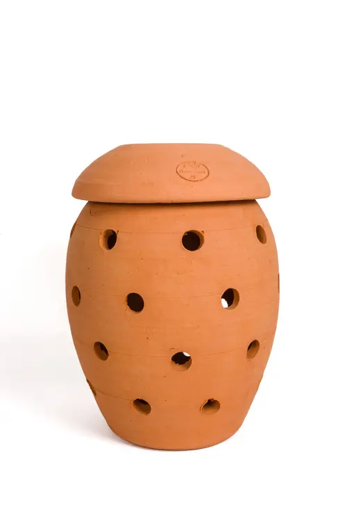 Votre allié au jardin：Lombricomposteur coloris orange en terre cuite 9 L - Ø 21 x 30 cm