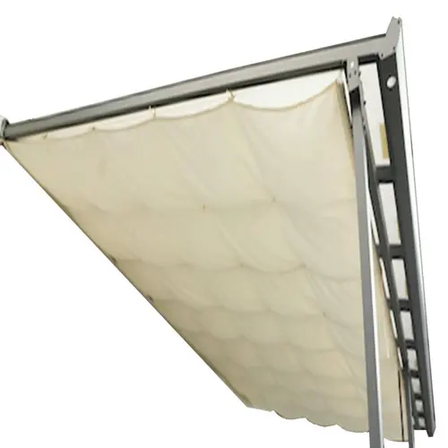 Spécial jardin:Rideau d'ombrage polyester pour toit terrasse 3050 AL coloris gris en aluminium - 2,85 x 5 m