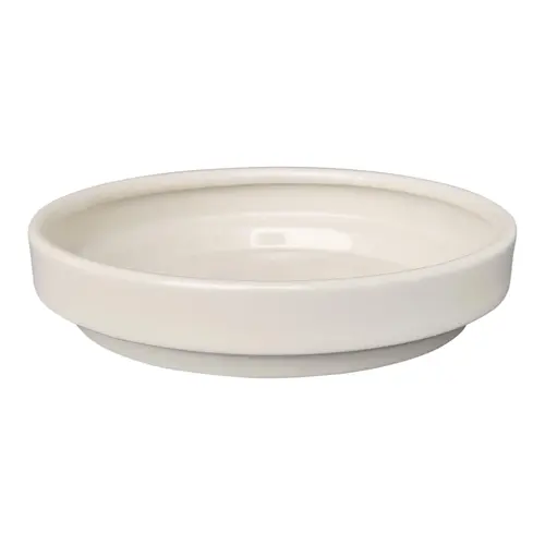 Pour votre espace vert:Soucoupe ronde en métal recyclé coloris crème Upcycle Conique - Ø 18 x H 3,5 cm