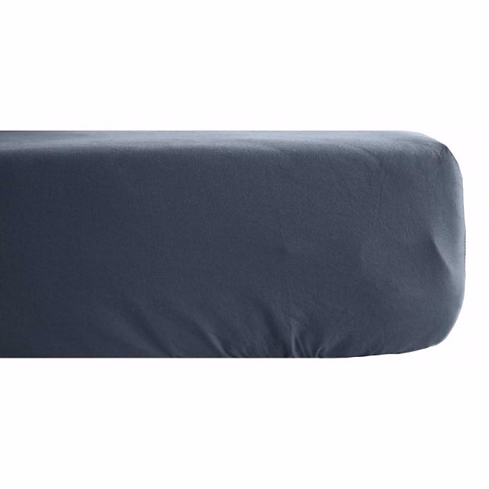 Drap housse Palace pur coton teint lavé 63 fils/cm² Vent du sud – Palace Granit, 90 × 190 cm bonnet de 30 cm