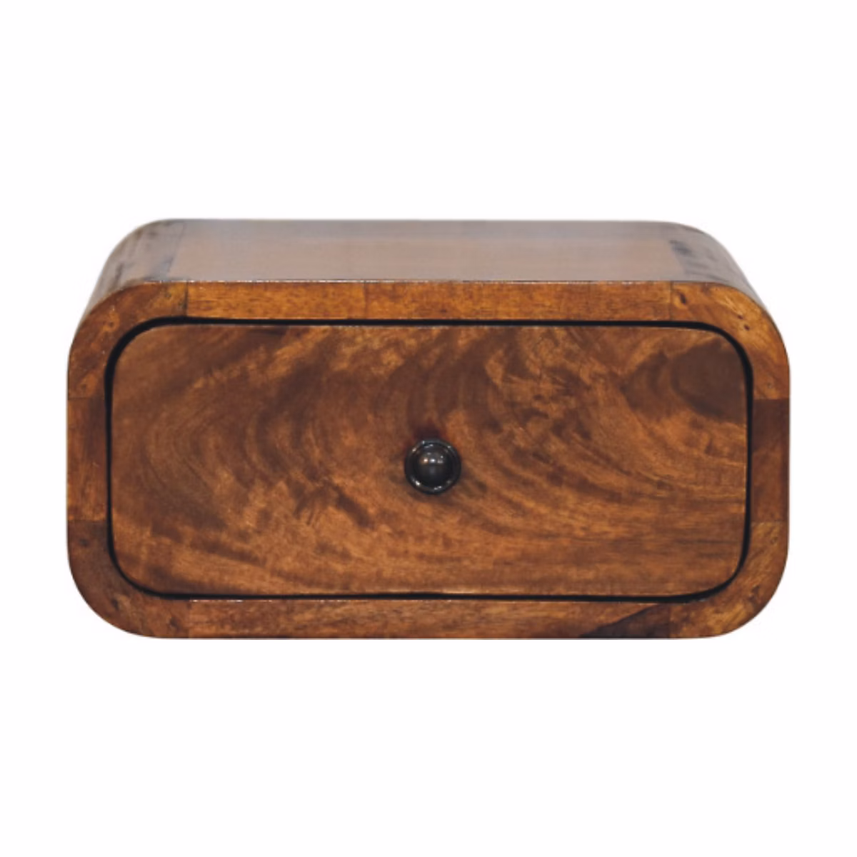 Artisan Furniture Bois massif Avora Mini châtaignier table de chevet à fixation murale – 1 tiroir, marron foncé
