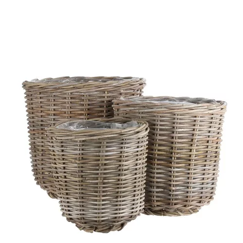 Pour mieux profiter de l’extérieur：Panier rond haut en osier gris Marcia - Ø 29 x H 30 cm