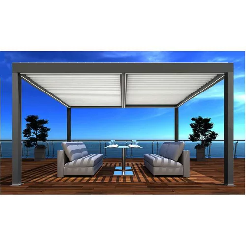Jardin moderne：Pergola motorisée coloris noir Eris - 400 x 400 cm
