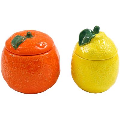 Boite de conservation Agrumes en porcelaine (Lot de 2)