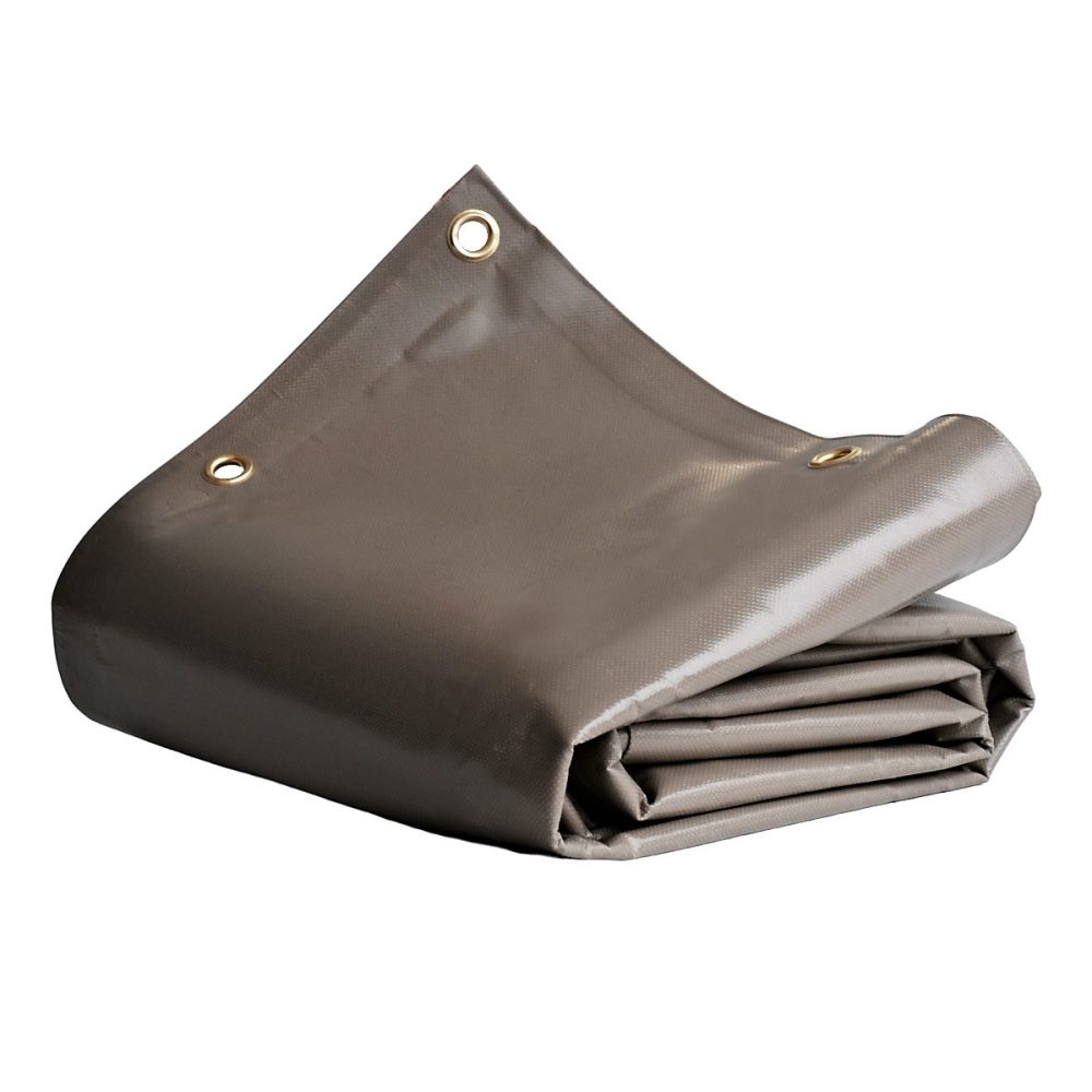 Bâche de Chantier 2 × 3 m Taupe – Garantie 8 ans TECPLAST, LP640CH, Bâche de protection étanche en PVC pour Travaux