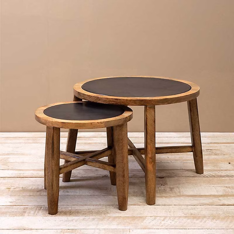 Ensemble de 2 tables d'appoint métal 54 × 41cm