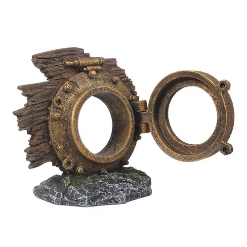 Nature pour le jardin:Décor aquarium hublot Jules Verne coloris marron en résine de polyester