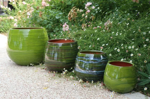 Pour mieux équiper vos extérieurs:Pot en terre émaillée vert Forêt Les Poteries d'Albi Cancale - Ø Ø 17 x H 17 cm