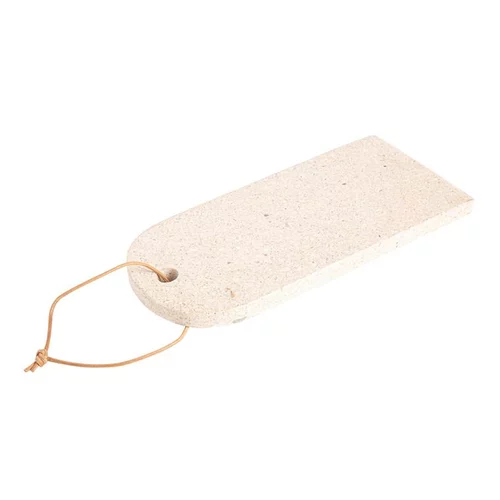 Sélection au jardin:Planche à découper Terrazo beige avec cordelette en cuir 33x15 cm