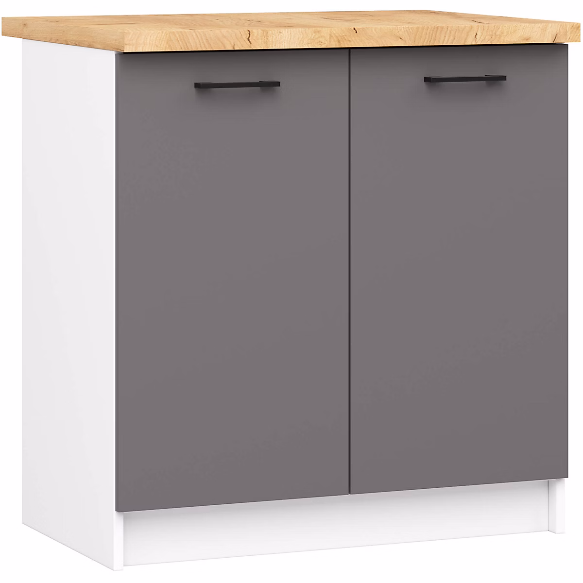 Armoires de cuisine basse AKORD S80 OLIWIA Blanc 80 cm 2 portes façade Gris Graphite 2 étagères 80 × 46 × 85 cm
