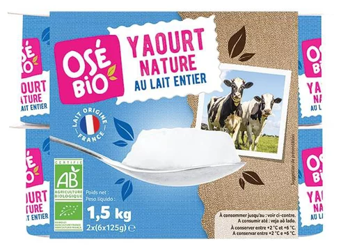 Le pratique pour l’extérieur:Yaourt nature au lait entier bio 12 x 125 g
