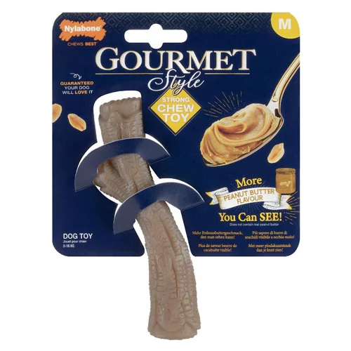 Malin au jardin：Jouet pour chien en stick au beurre de cacahuètes Nylabone Gourmet - Taille M