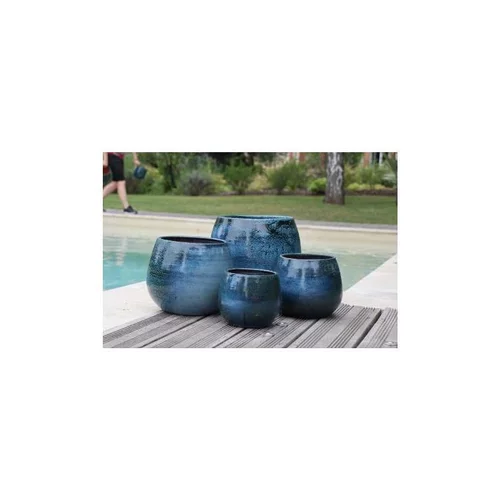 Jardin accessoire:Pot Cancale de 4,1 L en terre émaillée bleu Ø 17 x 17 cm