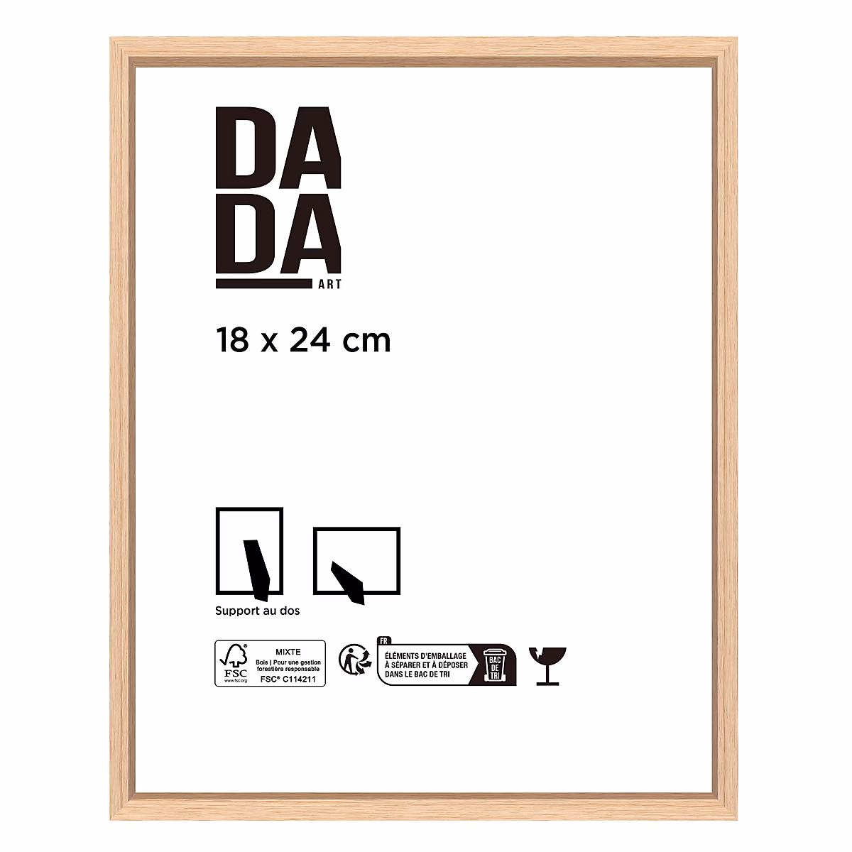 Cadre photo effet chêne 18 × 24 cm Dada Art Mia