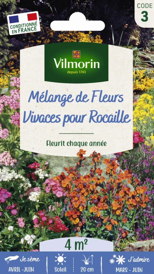 Essentiel extérieur：Mélange de fleurs Vivaces pour Rocaille Vilmorin - graines à semer