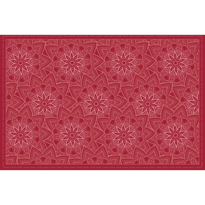 Tapis en vinyle fleurs mandala rouge (90 x 60 cm)
