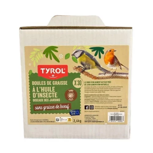 Une idée pratique pour l’extérieur:Boules de graisse à l'huile d'insecte pour oiseaux de la nature Tyrol – 80 g x 30