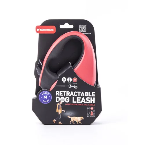 Utile pour le jardin：Laisse rétractable 2 Soft sangle coloris noir et rouge - M