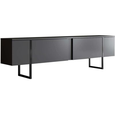 Meuble TV en aggloméré et métal Luxe (Anthracite + noir)