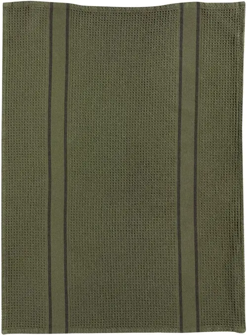Bien pratique au jardin：Torchon en coton et polyester recyclé coloris olive Lars - 50 x 70 cm