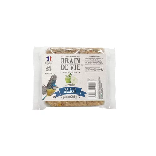 Pour vos projets jardin:Pain de graisse à la pomme pour oiseaux Grain de vie – 290 g