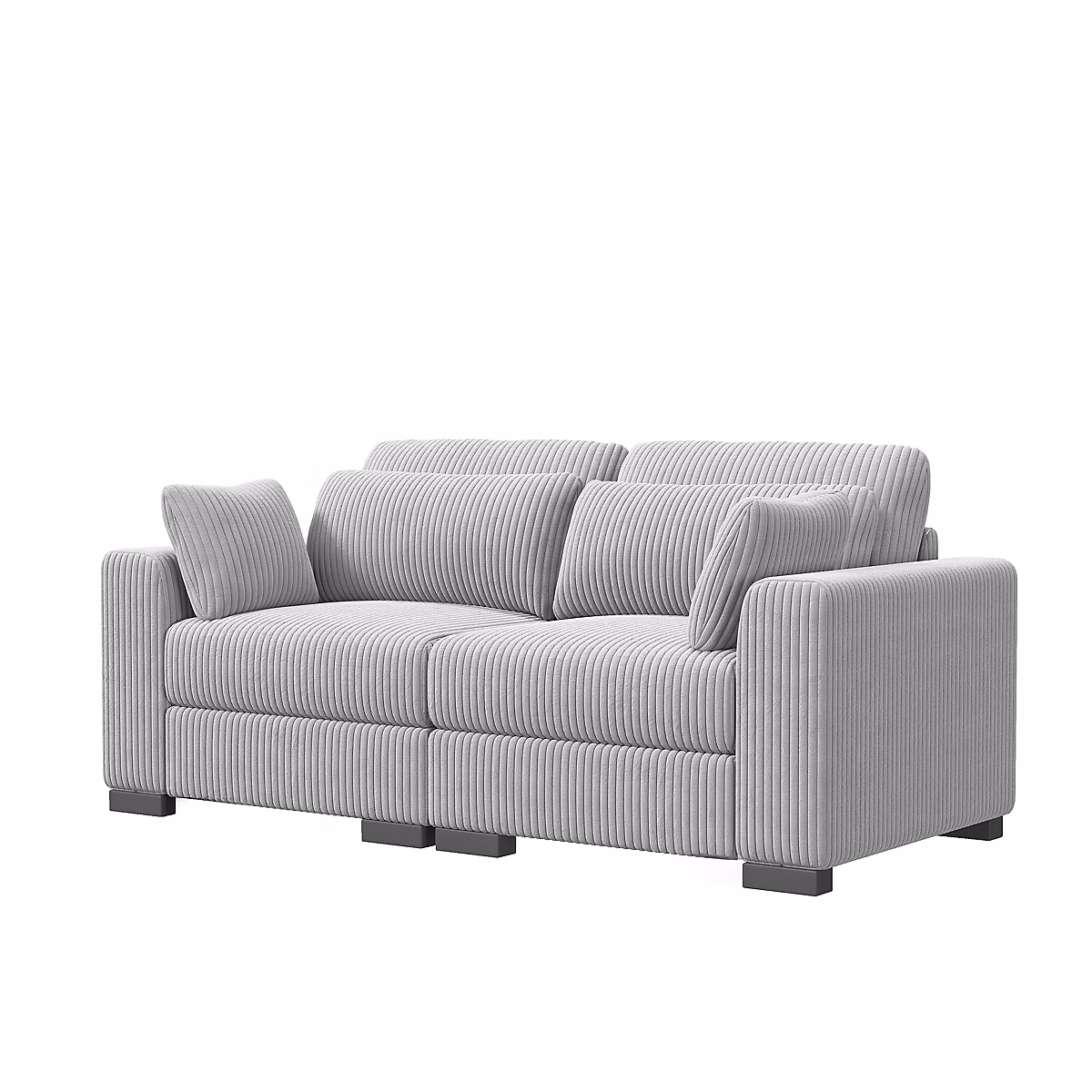 Canapé Deux Places Rembourré Avec Coussins Et Dossier Amovibles – Canapé Modulable, Gris